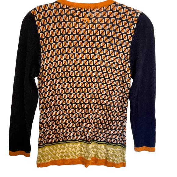 Spartina Fair and Square Cardigan Womens XS Merino Wool Navy & Orange Button - Picture 4 of 8